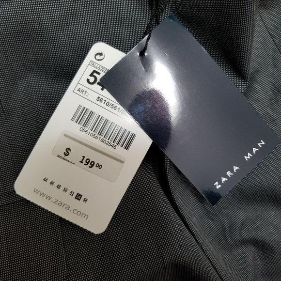 Zara Man NWT $199 Charcoal Gray Oxford Weave 2 Button Blazer Jacket - Picture 5 of 5